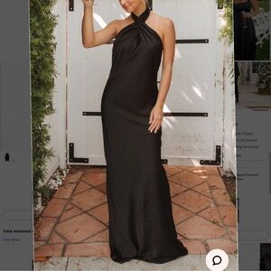 Show Me Your MuMu Black Twisted Halter Backless Gown